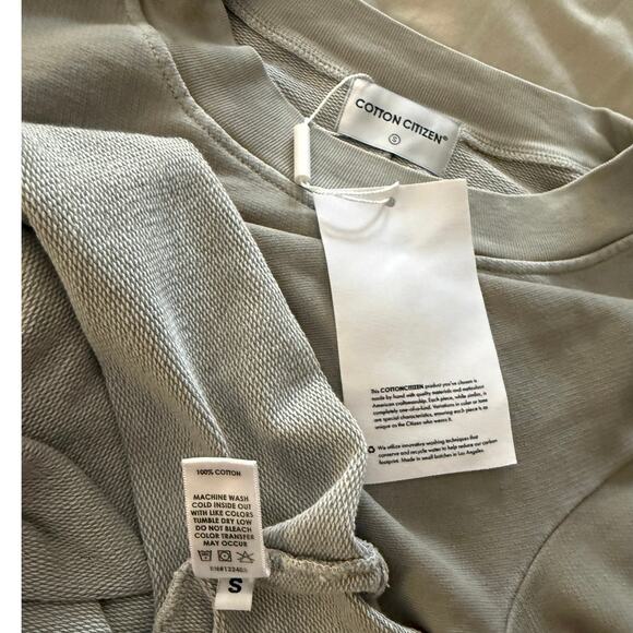 Cotton Citizen Milan French Terry Crewneck –Sand Sz S 100% Cotton Made USA NWT - Picture 13 of 13